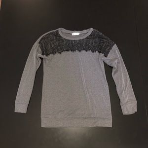 For G and PL gray long sleeve with black lace top small